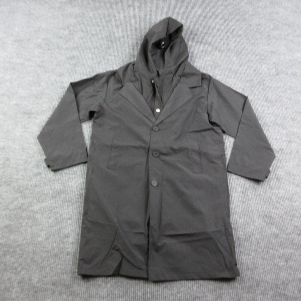 Qing Yi Coat Womens XL Black Hooded Lined Water Resistant Single-Breasted